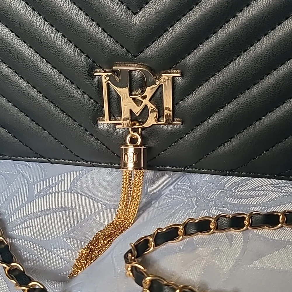 Badgley Mischka Black Crossbody Bag with Gold Accents - Picture 2 of 13